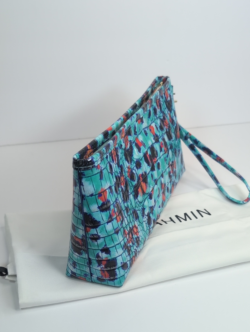Brahmin Turquoise Multi Croc-Embossed Wristlet with Removable Strap NWT - Picture 4 of 13
